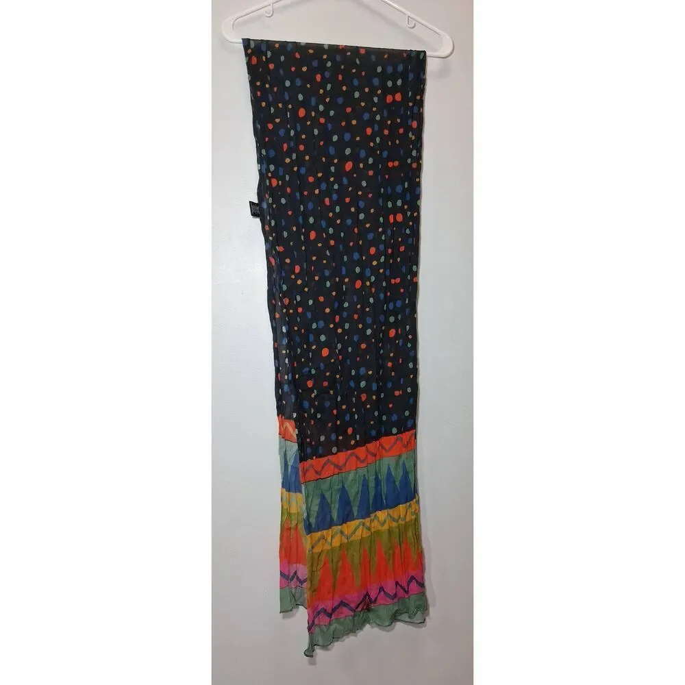 Gudrun sjoden womens long organic cotton scarf green orange black lightweight